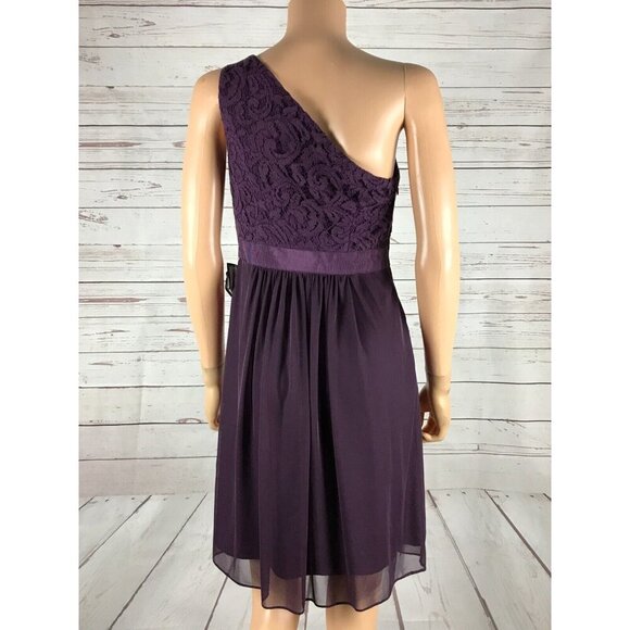 ADRIANNA PAPELL One-shoulder Lace & Tulle Party Dress, Currant NWT 6 - Picture 5 of 10